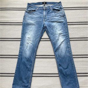 Paige Jeans Mens 36x32 Normandie Light Blue Straight Stretch Denim Distressed